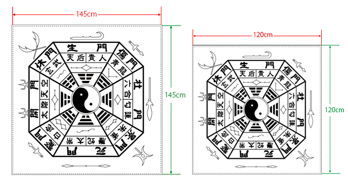 遁甲瞑想盤クロス　サイズ例