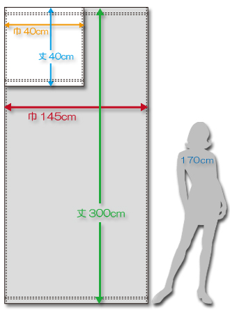 オリジナル印刷タペストリーの規定外サイズ図